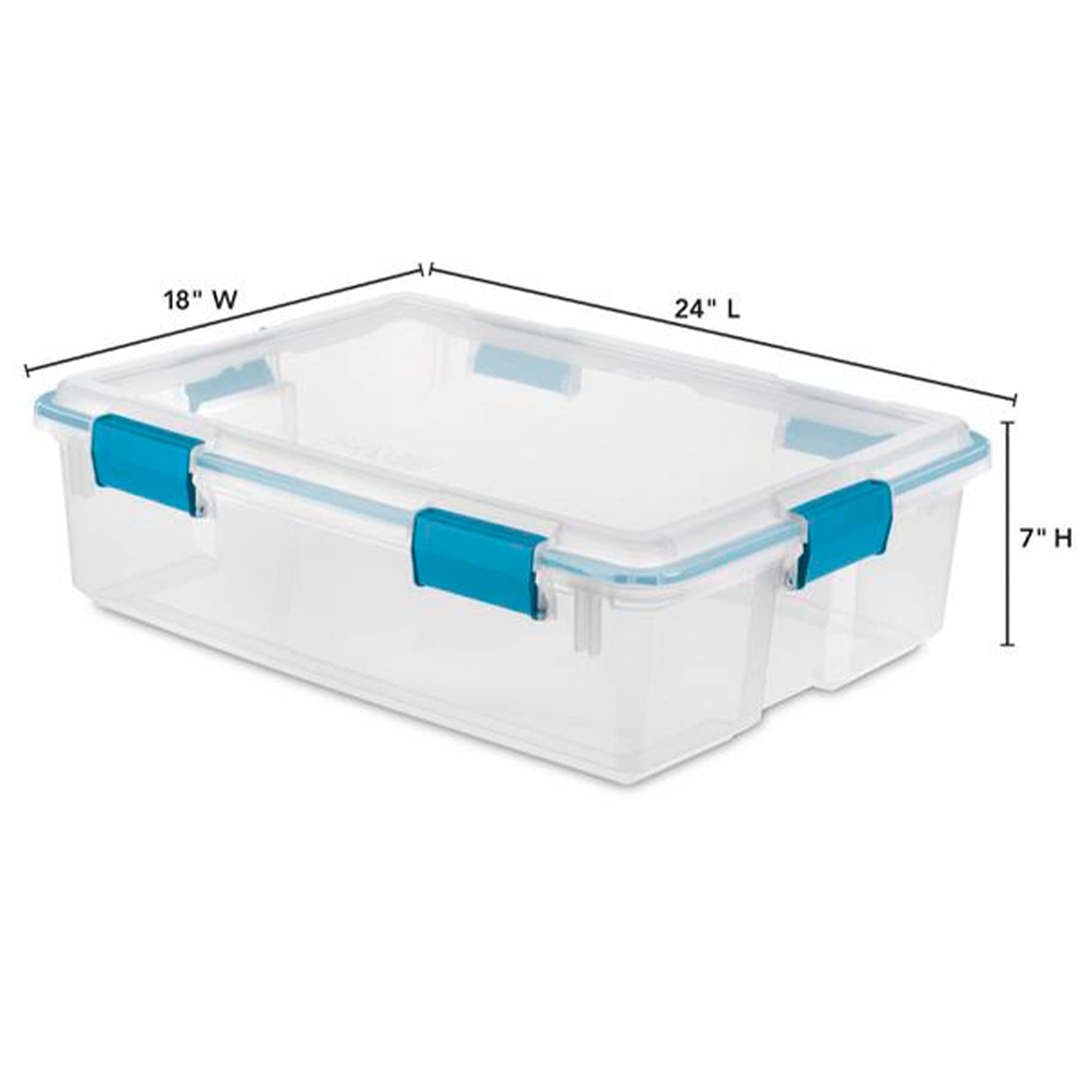 Sterilite 37 Qt Gasket Box, Stackable Storage Bin With Latching Lid And Tight Seal, Plastic Container To Organize Basement, Clea
